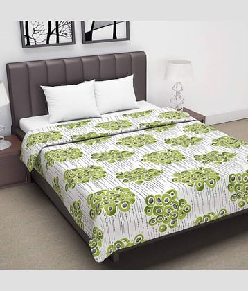 DIVINE CASA Double Cotton Green Floral Dohar