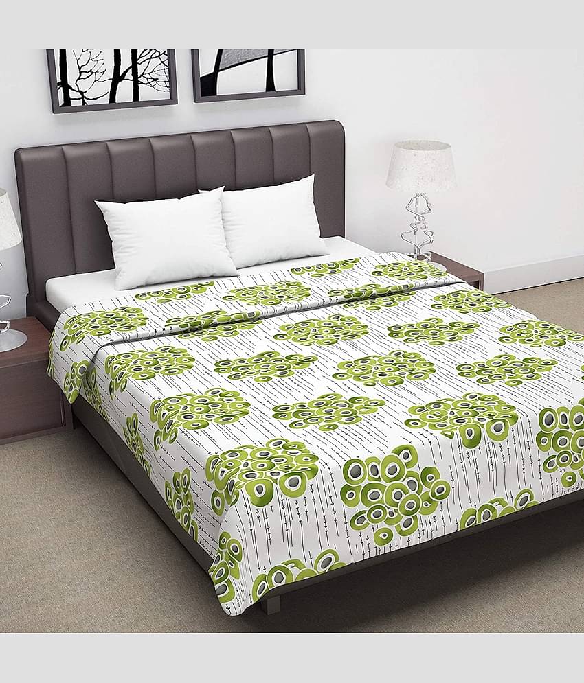 DIVINE CASA Double Cotton Green Floral Dohar