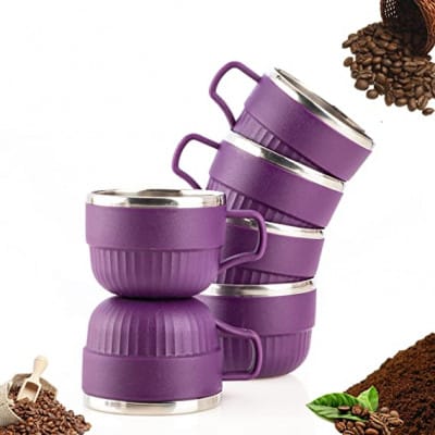 Wholesale Item - ROUND SHAPE STAINLESS STEEL TEA CUP (SET OF 6) - MOQ 7 Pieces
