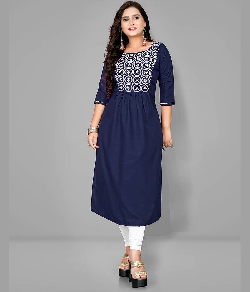 Lerkiza - Blue Cotton Women's A-line Kurti ( Pack of 1 )