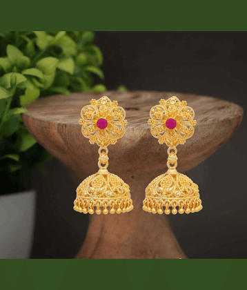 LUV FASHION Fluorescent Pink Jhumki Earrings ( Pack of 1 )