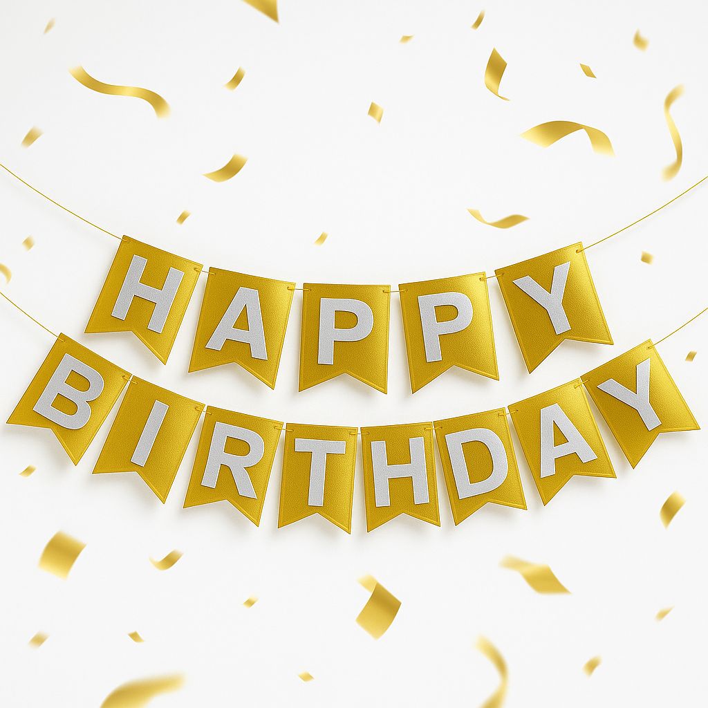 Metallic Gold Happy Birthday Banner - 1PC
