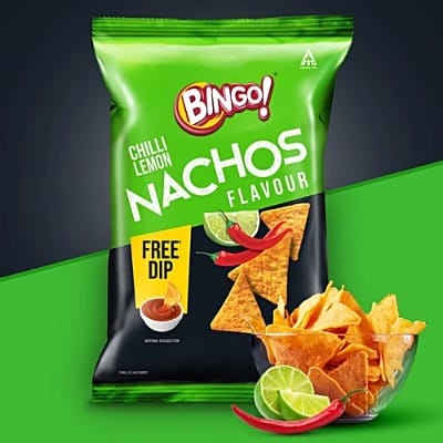 Bingo! Chilli Lemon Nachos Flavour, 80 g (With Free Dip)