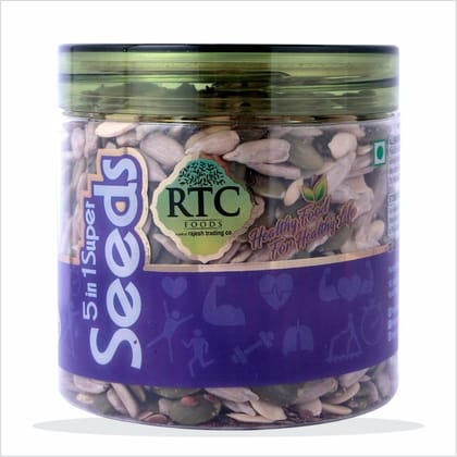RTC FOODS 5-in-1 Seed Mix 250g | Roasted Super Blend | Watermelon, Pumpkin, Sunflower, Flax, and Long Melon | All-Natural | Nutritious Snack | Edible Mixed