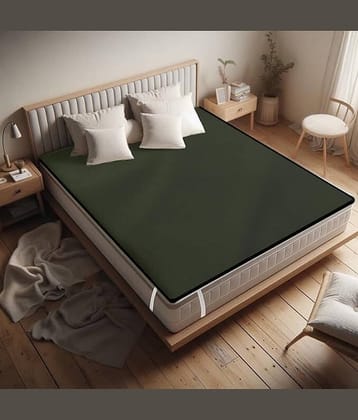 CASA FURNISHING Green Poly Cotton Mattress Cover