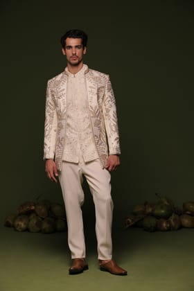 Vasanth ivory Jodhpuri set with shirt and trouser-XS/34