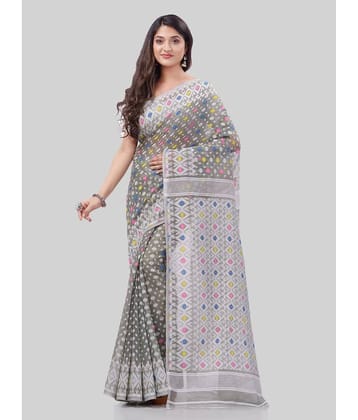 Desh Bidesh Cotton Woven Saree Without Blouse Piece ( Grey )