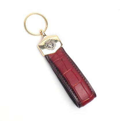 Wine Keychain Deep Cut Lined Croco Textured Leather by Brune & Bareskin-FS