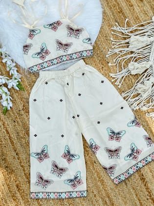 Scarlet Hot & Trending Cotton Fabric Embroidery work Cord-set-Beige / 0-6 Month