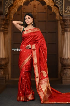 Parampara Premium ~ Revival Oldest Pallu with Meena Work - Pure Silk Paithani in Maroon with Rare Meenakari Tawa Pallu