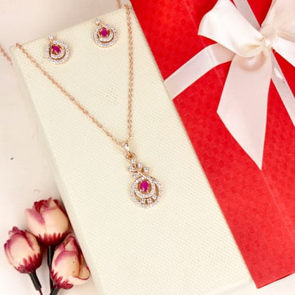 Petal Shine Rose Gold Pendant Set- SIA446787_B