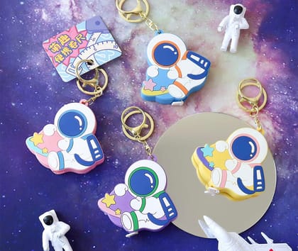Kawaii Space Astronaut Measuring Tape Keychain - Single Piece-Pink