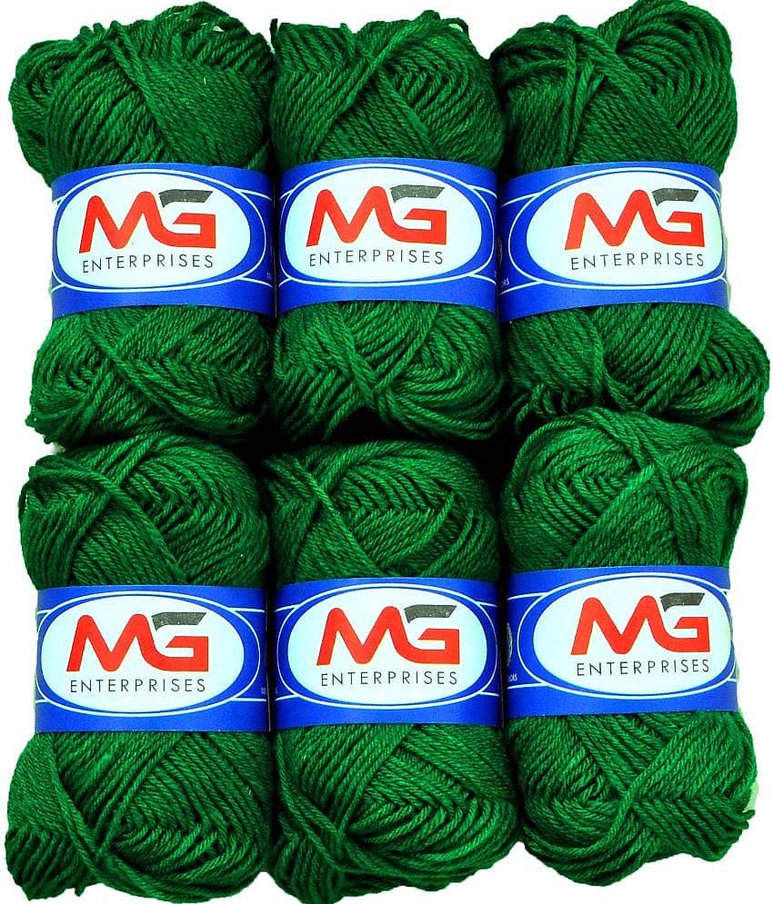 Wool Leaf Green (6 pc) M.G  Wool Ball Hand Knitting Wool/Art Craft  Fingering Crochet Hook Yarn, Needle Knitting Yarn Thread Dyed