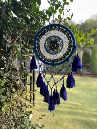 KRI India The Peacock Evil Eye Aesthetic Enhancer| Purple Ring | 14x28 inches  | Wash & Care | 100% Cotton | Handcrafted in India. 100% organic & natural.