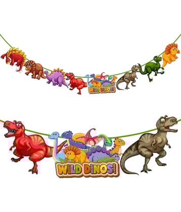 Zyozi  Dinosaur Birthday Banner, Dinosaur Party Supplies Decorations, Dinosaur Bunting Flag Garland for Kids Birthday Favors Supplies