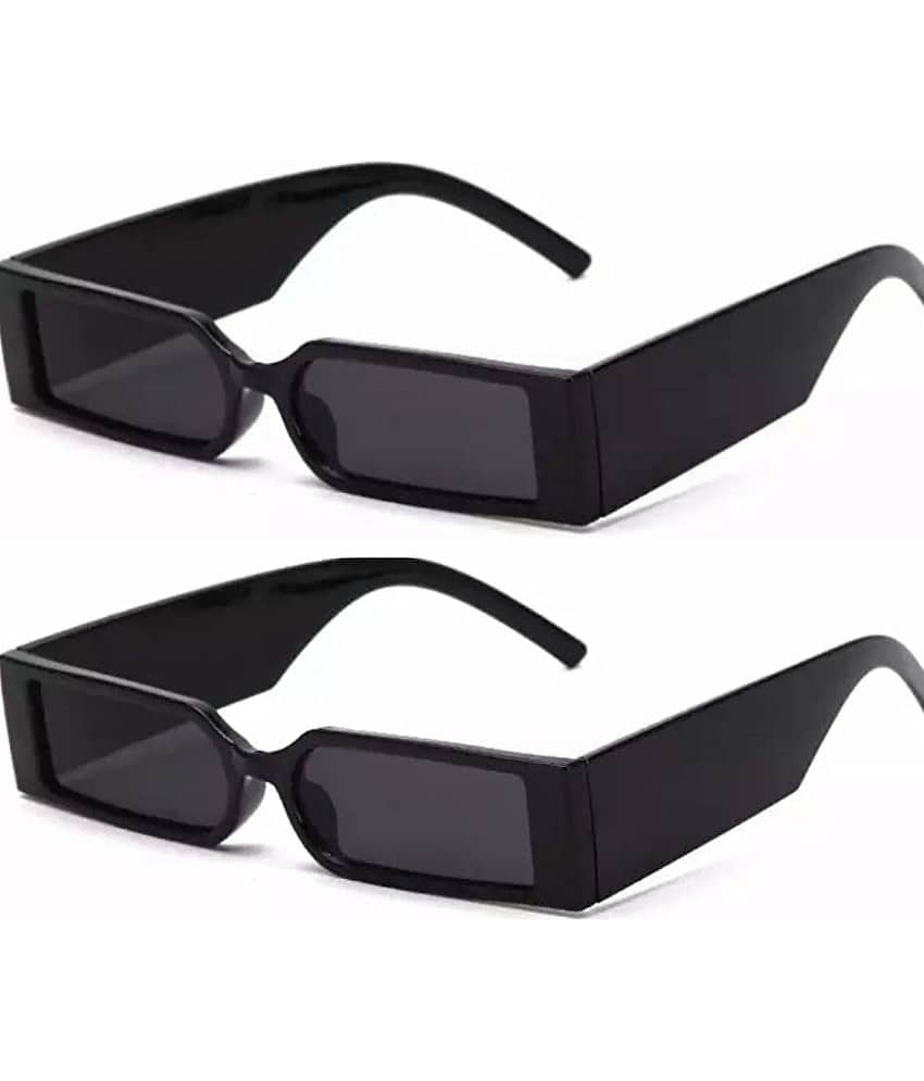 Lootnixx Black Rectangular Sunglasses ( Pack of 1 )