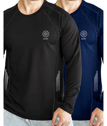 AUSK Pack of 2 Cotton Blend Regular Fit Men's T-Shirt ( Blue )