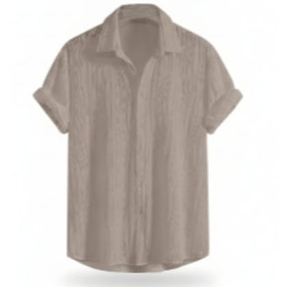 Casual Short Sleeve Beige Shirt