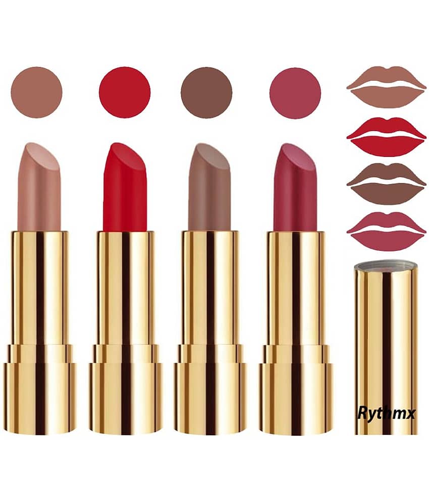 Rythmx Professional Timeless 4 Colors Lipstick Nude,Red,Brown, Pink Pack of 4 16 g