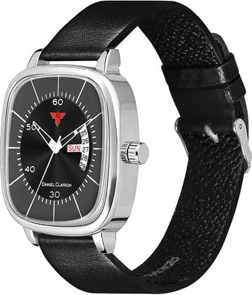 Daniel Clarion Black Leather Analog Men's Watch