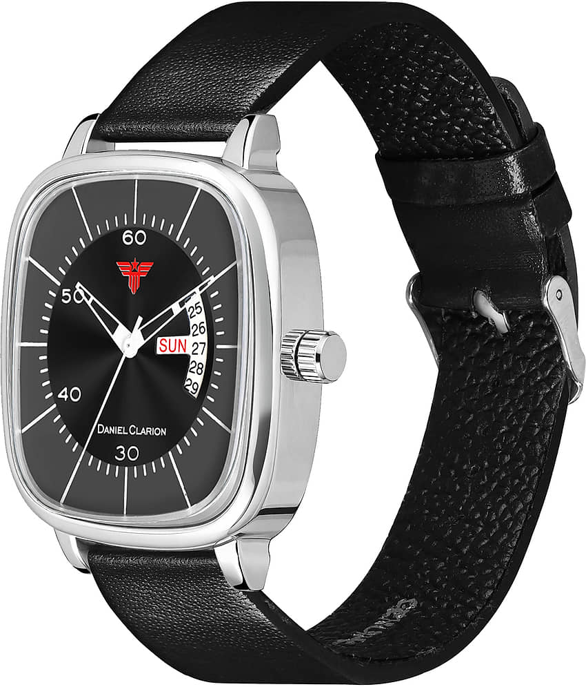 Daniel Clarion Black Leather Analog Men's Watch