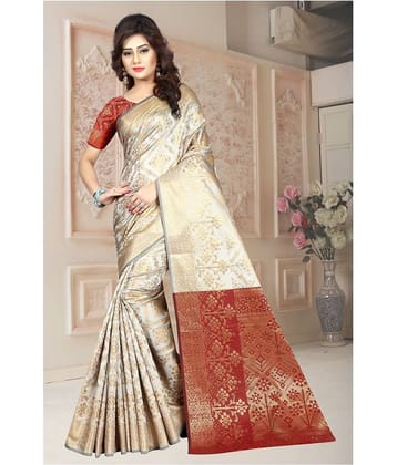 Gazal Fashions Silk Blend Embellished Saree With Unstitched Blouse Piece ( Multicolor )