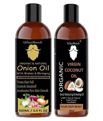 UrbanMooch 100% Pure ONION Oil & Virgin Coconut Oil- 200 mL Pack of 2