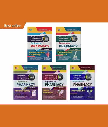 JBC PRESS Chapter-wise Question Bank & Solved Papers for Diploma in Pharmacy First Year Books (#1 Exam Ranker), (Complete Set of 5 Books), As per ER 2020 PCI Syllabus (English Medium), Latest Edition