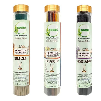 Sogra Exclusive Assorted Premium Incense Sticks 120 Gms (Pack Of 3)