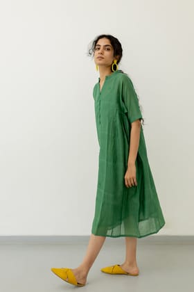 Bottlegreen Chanderi Dress-S