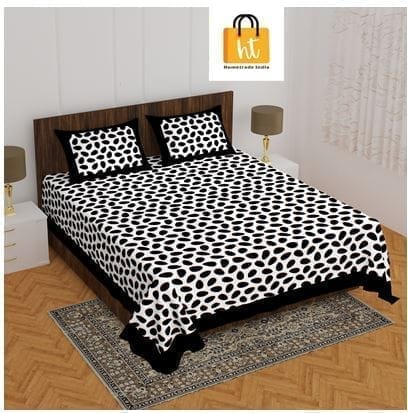 The Bedsheet Adda Standard Queen Size Pure Cotton Jaipuri Printed Economic Double Bedsheet with Two Pillow Covers- ARTICLE-1001