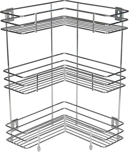Privesh L Corner Shape Stand Triple Layer 3-Tier Stainless Steel Multipurpose Storage Rack/Shelf Rack for