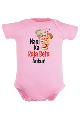 Nani Ka Raja Beta Baby Romper | Onesies w/ Custom Name-Pink / Baby Romper / 0-3 Months