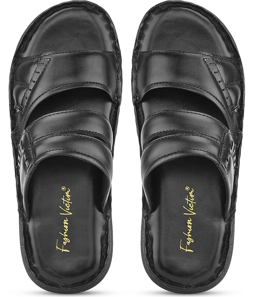 Fashion Victim - Black Men's Leather Slipper