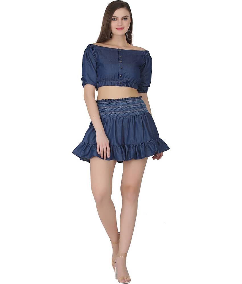 SAAKAA Women's Denim Regular Top ( Blue )