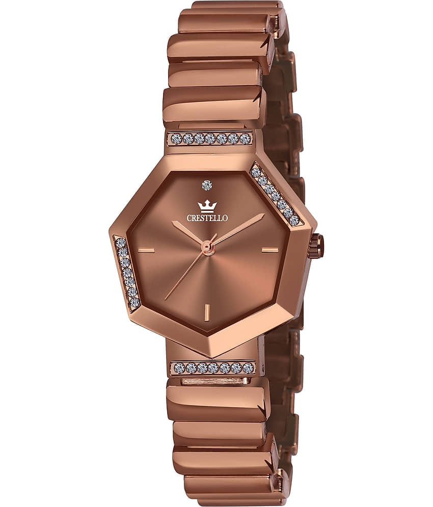 Crestello Brown Metal Analog Womens Watch