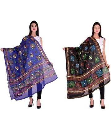 Raj Multicoloured Cotton Kutch Embroidered Dupatta