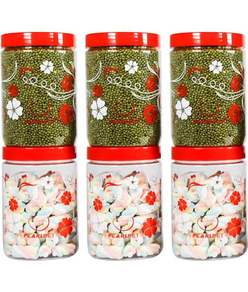 PearlPet - Red Plastic Dal Container ( Set of 6 ) - 1500 ml