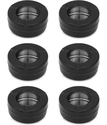 Dynore Stainless Steel Black Matt Lid Ash Tray- Set of 6