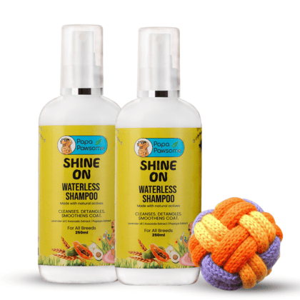 Papa Pawsome Shine On Waterless Shampoo and Braided Rope Ball for Dogs Papa Pawsome Shine On Waterless Shampoo and Braided Rope Ball for Dogs - Pack of 3