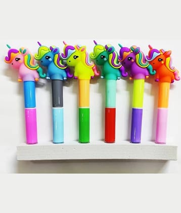 YESKART-12 Shade Unicorn Color pen set for Kids - Stationery pen Color for Books Marking, School & Office Uses   6 PC set (PACK OF 1)