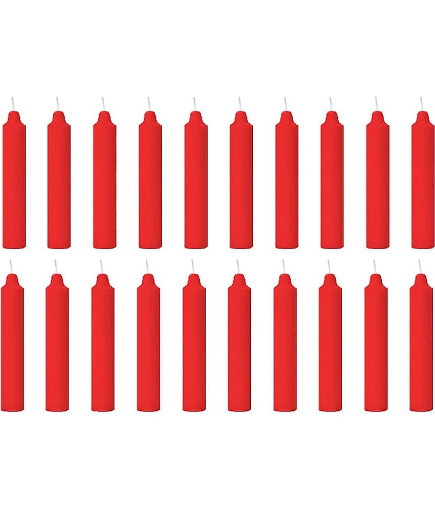 PROSPERRO LUMO - Red Unscented Pillar Candle 10 cm ( Pack of 20 )