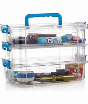 Plastic 3 Layer Make Up/Stationery/Jewellery/Cosmetic Multi Purpose Storage Box