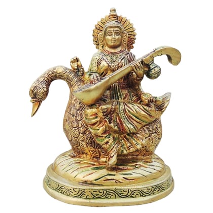 Brass Saraswati Ji on Swan God Idol - Elegant Decorative Sculpture, Height : 7.2 Inch (BSMAS931 C) Brass Saraswati Ji on Swan God Idol - Elegant Decorative Sculpture, Height : 7.2 Inch (BSMAS931 C)