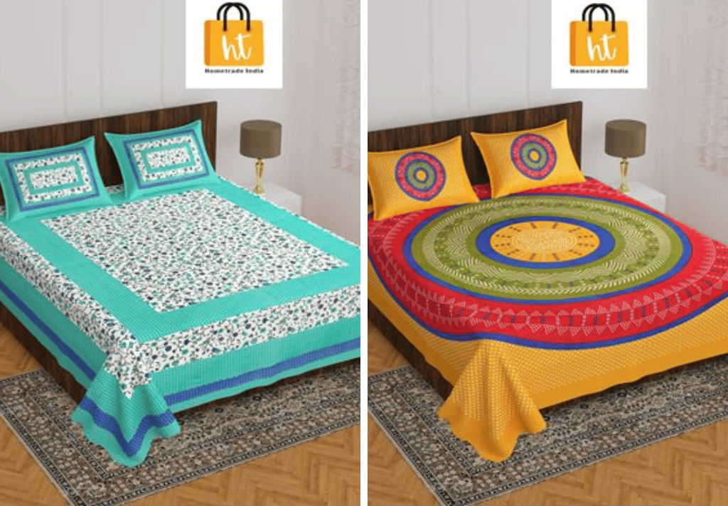 2201-Hometrade India- Standard Double Size (90*100 in )-Combo Double Bedsheet