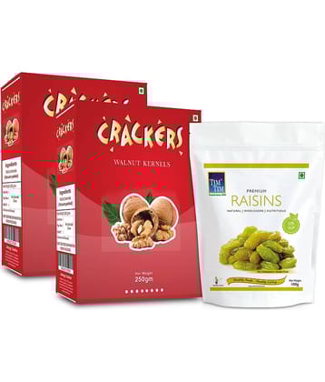 GO Kashmiri Brown Quarter Walnuts(Akhrot giri) 500g (250gm x 2) + Free Premium Raisins(Sogi) 100g