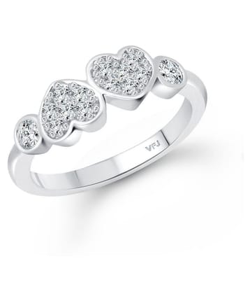 Vighnaharta Couple Heart (CZ) Rhodium Plated  Ring - (  VFJ1590FRR7 ) - None