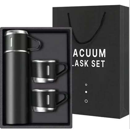 Stainless Steel Thermo Flask Gift Set 500ml Vacuum Insulated Bottle with Two Cups Hot & Cold Drinks Multicolor