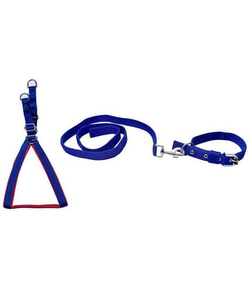 Tame Love Combo Dog Harness Leash Collar for small pet (Blue Color-0.75 Inch)