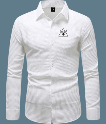 KITWELL Cotton Blend Regular Fit Self Design Full Sleeves Men's Casual Shirt - White ( Pack of 1 )